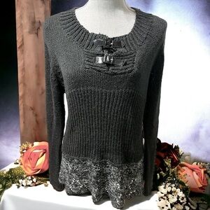 DIZEL black sweater with bell sleeves and crochet hem size L/XL